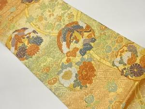 雪輪に鳳凰・花々模様織出し袋帯